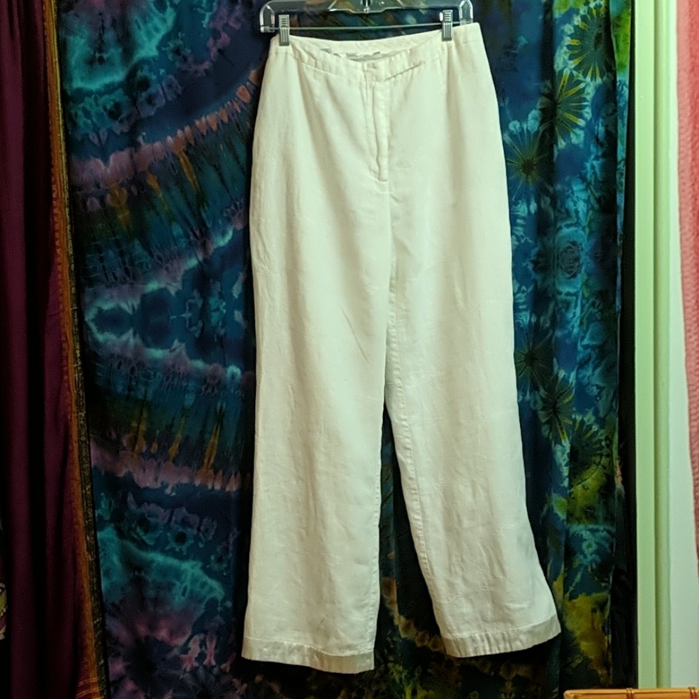 Ishyu White linen slacks pants fully lined